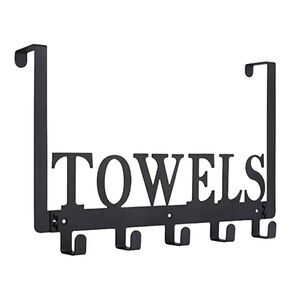 Over The Door Towel Rack Bathroom Organizer; Over The Door 5 Hooks Door Hanger